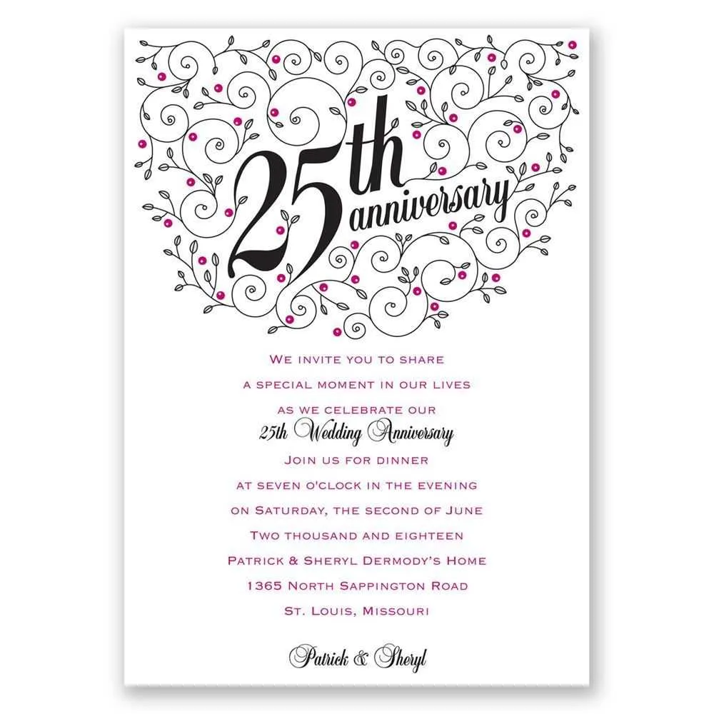 25th anniversary invitation message indian