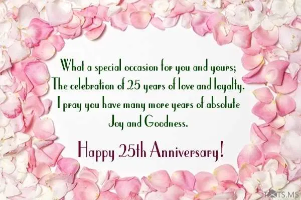 25th wedding anniversary message to parents