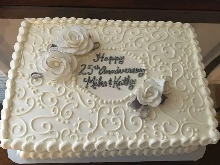 25th anniversary message on cake