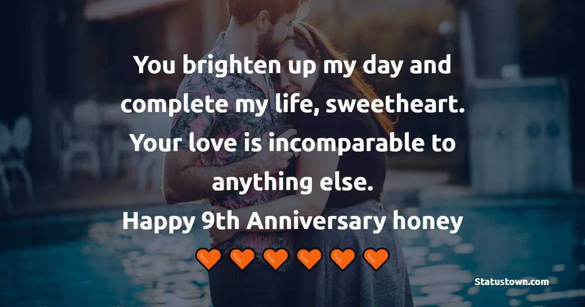 9th year anniversary message for husband