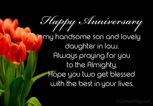 happy anniversary message for son and daughter in law