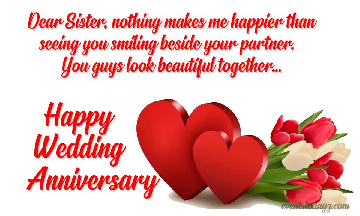 happy anniversary messages sister