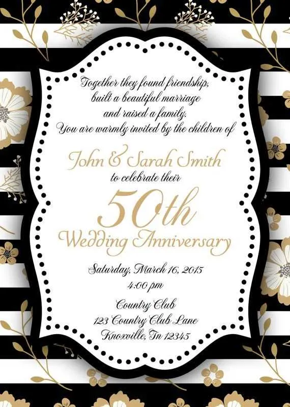 invitation message for 50th wedding anniversary