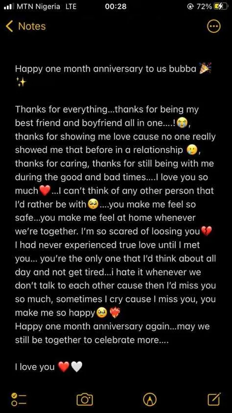 one month anniversary text messages for him