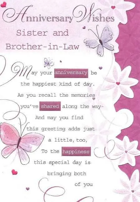 wedding anniversary message for sister
