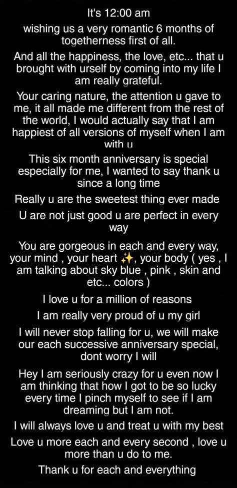 6 month anniversary text message