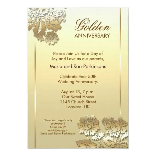 parents 50th anniversary invitation message