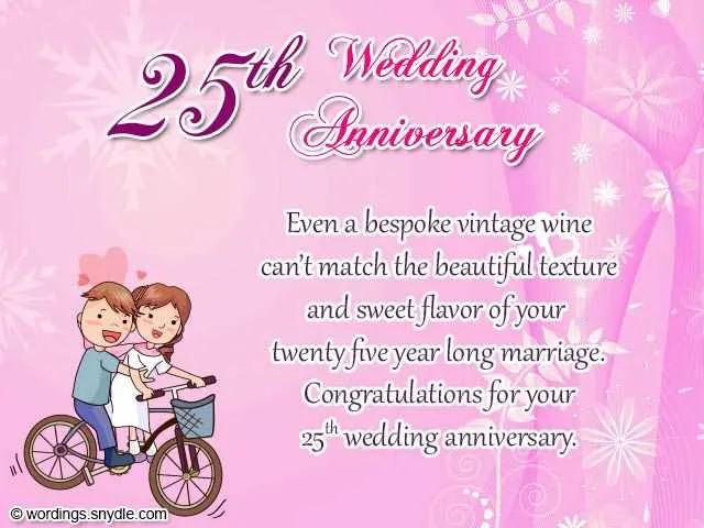 25th wedding anniversary message for friends
