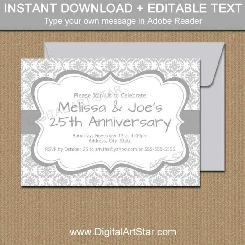 invitation message for 25th anniversary