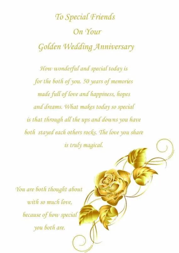 golden anniversary message for parents