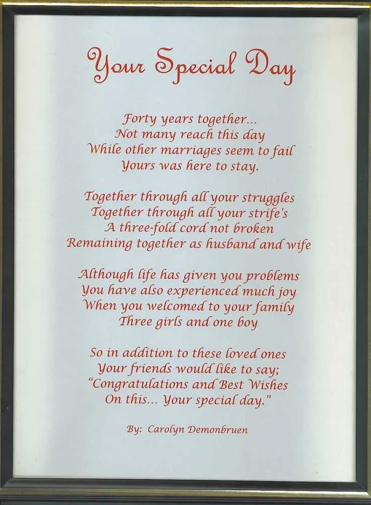 40th anniversary card messages for parents