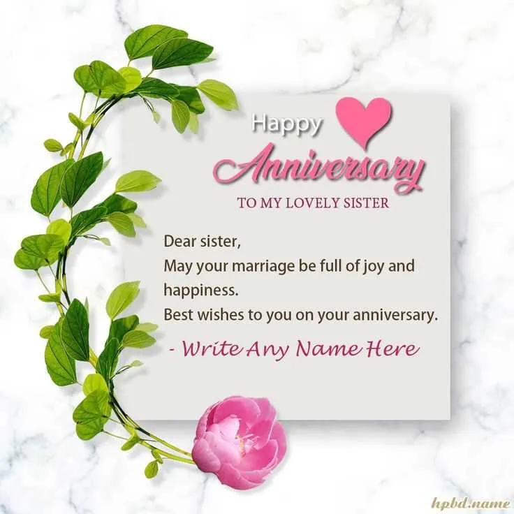 anniversary message for sister