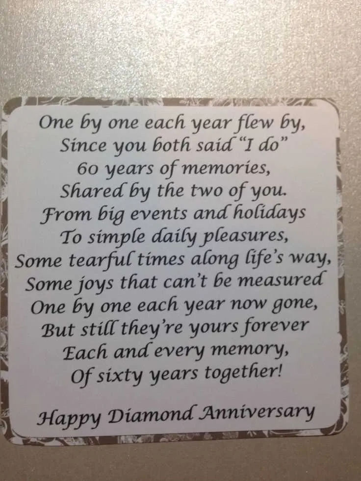diamond anniversary message