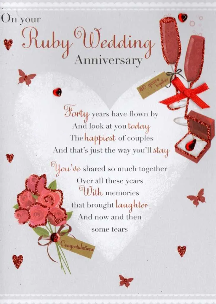 short 40th anniversary message for friends