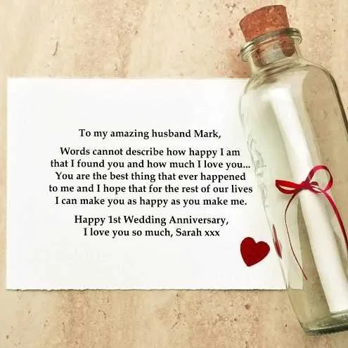 1st wedding anniversary card messages for husband