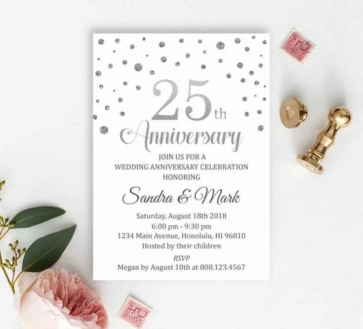 invitation message for 25th marriage anniversary