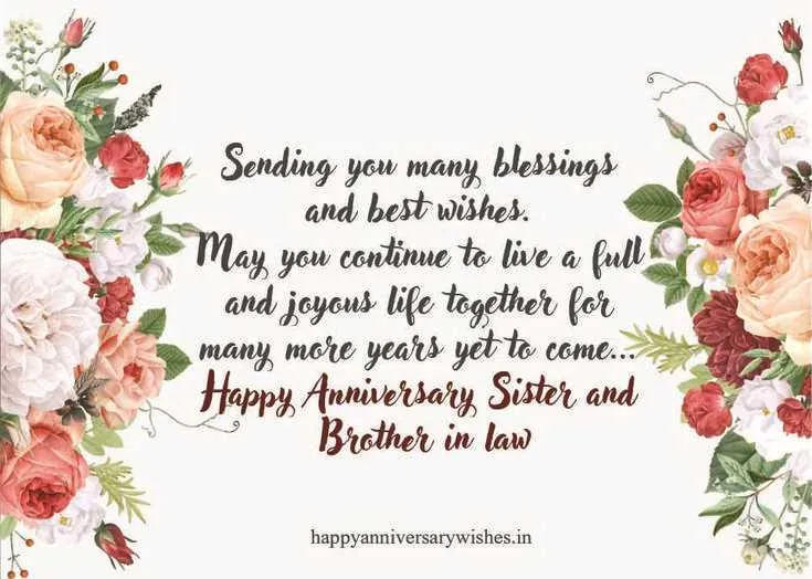 wedding anniversary message to sister and brother in law