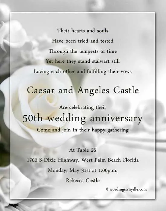 invitation message for marriage anniversary