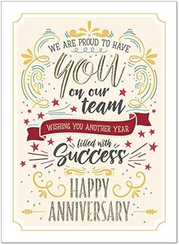work anniversary card message