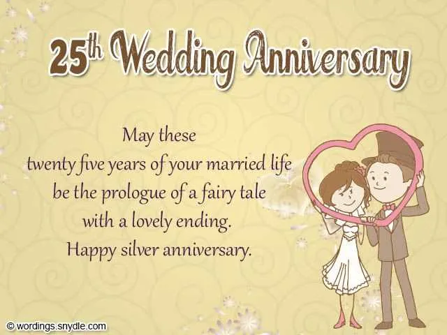 25th wedding anniversary message to husband